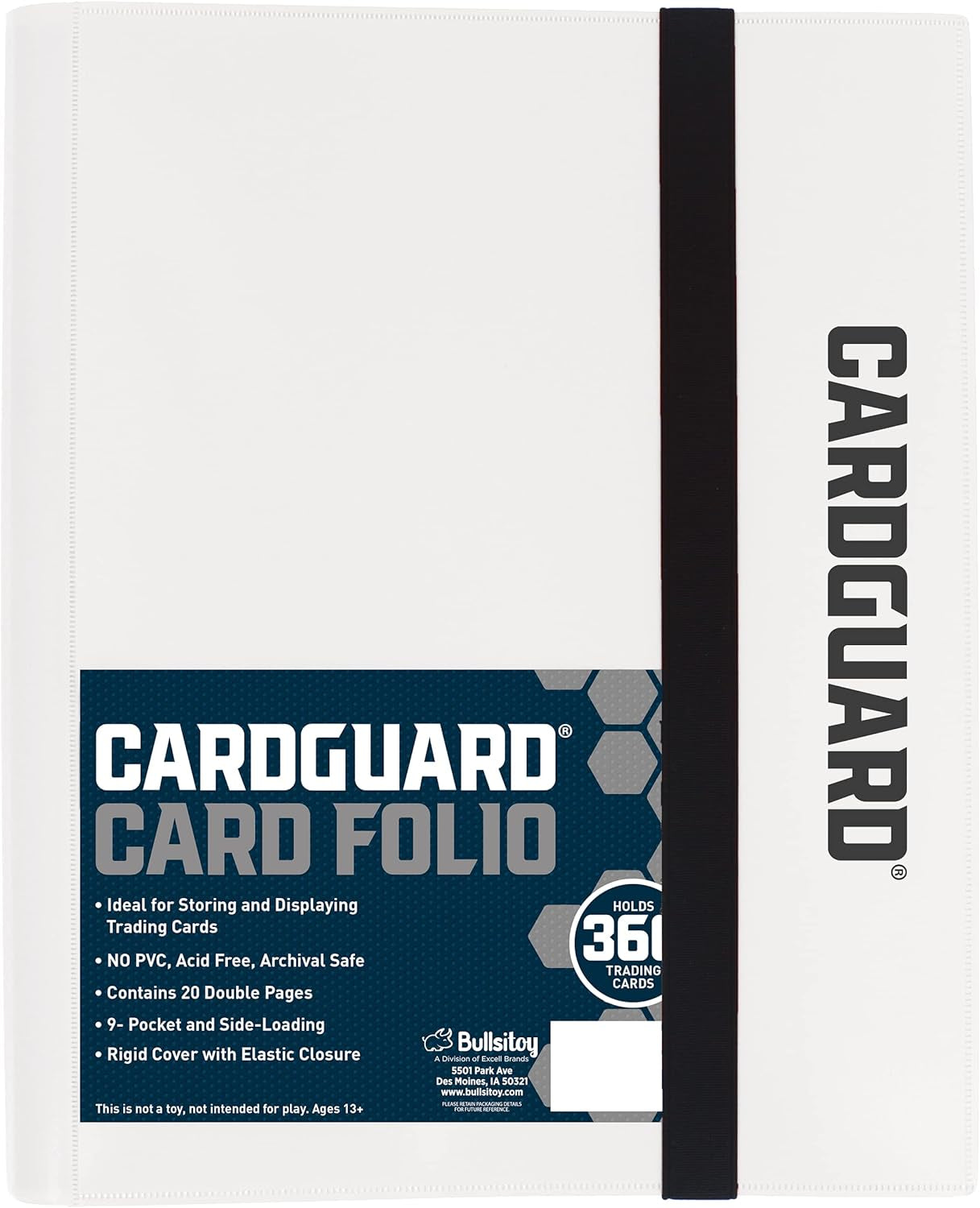 Trading Card Pro-Folio, 9-Pocket Side-Loading Pages, Holds 360 Cards, White