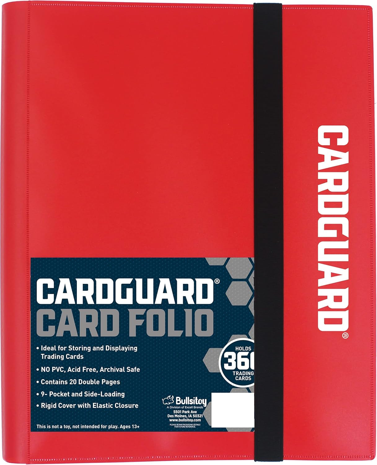 Trading Card Pro-Folio, 9-Pocket Side-Loading Pages, Red